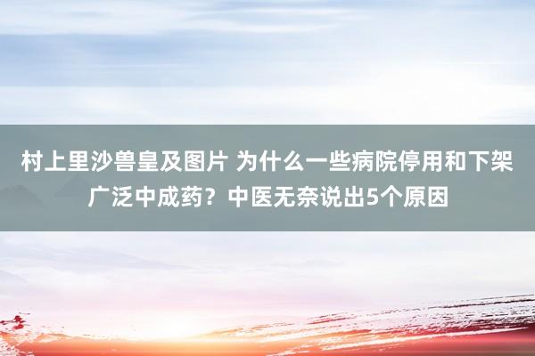 村上里沙兽皇及图片 为什么一些病院停用和下架广泛中成药？中医无奈说出5个原因