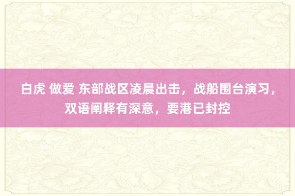 白虎 做爱 东部战区凌晨出击，战船围台演习，双语阐释有深意，要港已封控